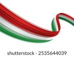 Flowing Ribbon of Hungarian Flag in Abstract Brush Strokes