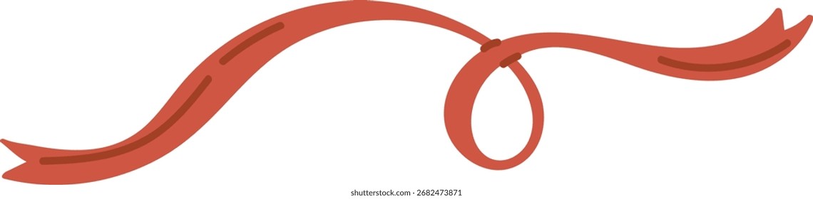 A flowing ribbon with a loop in a smooth, curved style. The ribbon twists elegantly, creating a dynamic and fluid appearance. Cartoon vector illustration.
