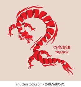 The flowing ribbon in the shape of a Chinese dragon, vector illustration and design. 