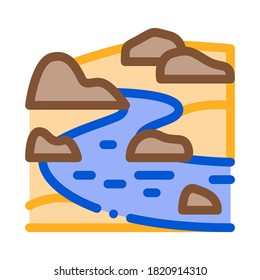 vector de icono del río que fluye. seña del río que fluye. ilustración de símbolo de color
