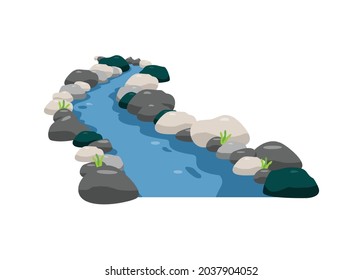 Flowing River. Simple Flat Illustration.