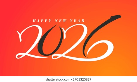 Fluxo Script Gradient 2026 Feliz Ano Novo. Design - Ilustração