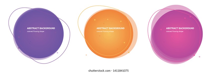 Flowing Shape Minimal Design Multicolored Gradients Abstract Backgrounds for Banner, Presentation. Isolated Round Design Elements with Wavy Shape in Purple, Casablanca, Cerise, Violet Red colors.