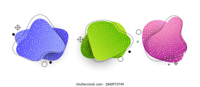 Flowing shapes banners. Set of abstract modern graphic elements. Dynamical colored forms.  Template for design of logo, flyer, presentation, vector illustration