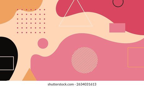 Flowing shapes in rose, peach, and black with minimal geometric elements. Ideal for branding, lifestyle, and artistic backgrounds.