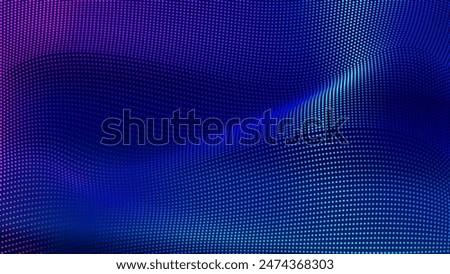 Flowing shiny color dots particle, digital tech abstract background