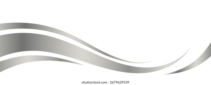 Ondas plateadas que fluyen y swooshes con gradiente dorado para un borde lujoso o pie de página en un certificado, Anuncio