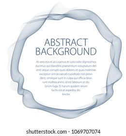 Flowing smooth linear frame in a shape of circle. Vector abstract artistic beautiful background with copy space for text.  Isolated over white background.