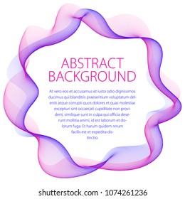 Flowing smooth linear frame in a shape of circle. Vector abstract artistic beautiful background with copy space for text.  Isolated over white background.