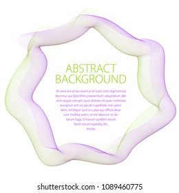 Flowing smooth linear frame in a shape of circle. Vector abstract artistic beautiful background with copy space for text.  Isolated over white background.