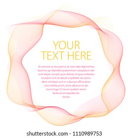 Flowing smooth linear frame in a shape of circle. Vector abstract artistic beautiful background with copy space for text.  Isolated over white background.