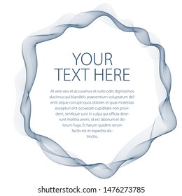 Flowing smooth linear frame in a shape of circle. Vector abstract artistic beautiful background with copy space for text.  Isolated over white background.