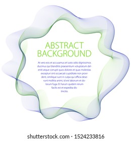 Flowing smooth linear frame in a shape of circle. Vector abstract artistic beautiful background with copy space for text.  Isolated over white background.