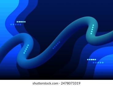 Flowing smooth wave 3d line pattern on a blue background. Internet network and communication signal technology, fiber optic line. Science and music backdrop. 


