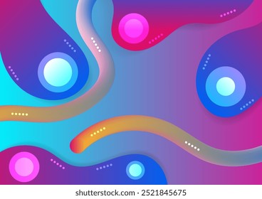 Flowing smooth wave pattern and 3d line on blue and pink color background. Internet network and communication signal technology, fiber optic line. Science and music backdrop. 


