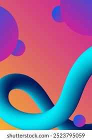 Flowing smooth wave pattern and 3d line on orange color background. Internet network and communication signal technology, fiber optic line. Science and music backdrop. 


