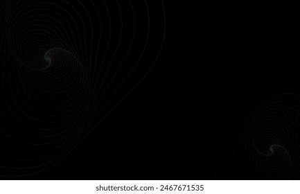 Flowing smooth wave pattern on a black background. Internet network and communication signal technology, fiber optic line. Science and music backdrop. 


