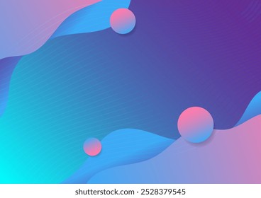 A flowing smooth wave pattern is on the blue and purple background. Internet networks and communication signal technology, as well as fiber optic lines. Science and music backdrop. 



