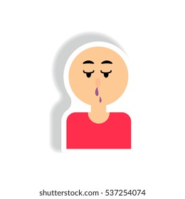 flowing snot nose Vector paper sticker various symptoms of AIDS on the human