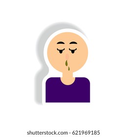 flowing snot nose Vector paper sticker various symptoms of AIDS on the human
