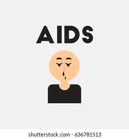 flowing snot nose Vector. various symptoms of AIDS on the human