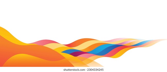 Flowing Spectrum of Colors: Vibrant Gradient Waves on White Background Banner Design