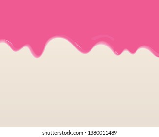 Flowing strawberry jam on milk cream. Abstract background