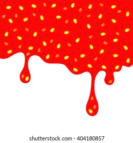 Flowing Strawberry Jam on White Background. Vector Illustration for Design.