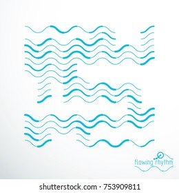 Listras fluidas, ilustração de linhas de onda abstratas vetoriais para uso como fundo do site.