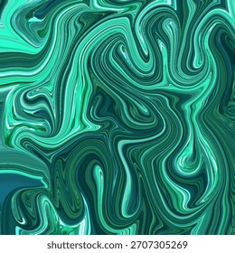Fluxo azul-petróleo e esmeralda de mármore fluido com curvas suaves e movimento em camadas. Abstrato rico, mármore, textura, fluxo, linhas vibrantes criam profundidade imersiva.
