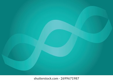 Una cinta verde azulado fluyendo crea un patrón abstracto y arremolinado contra un fondo degradado, sugiriendo movimiento y conexión.