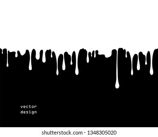 Flowing Thick Paint Clot, Caramel, Ink. Long, Viscous Drops. Vector Illustration.