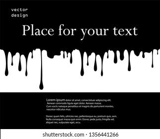 Flowing Thick Paint Clot, Caramel, Ink. Long, Viscous Drops. Vector Illustration With Space For Text.