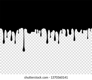 Flowing Thick Paint Clot, Caramel, Ink. Long, Viscous Drops. Vector Design Element On Isolated Background.