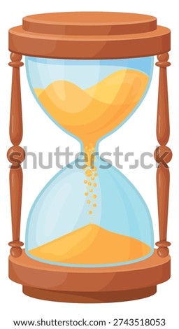 Flowing time cartoon icon. Sand counting clock