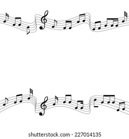 Flowing of two musical chords, square artboards. A vector illustration.