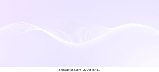 Flowing undulate lines design. Abstract smooth curved stripes template. White fluid wave on light purple background. Horizontal vector wallpaper