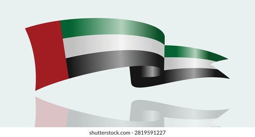 Flowing United Arab Emirates flag ribbon banner for patriotic celebrations national holidays cultural promotions and festive greeting designs isolated elegant vector illustration background template.