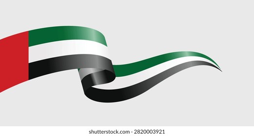 Flowing United Arab Emirates flag ribbon banner representing patriotic pride national celebrations cultural events and festive promotions isolated elegant vector illustration background for commemorative designs.
