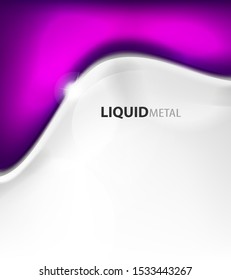 Flowing violet liquid metal background with bright color. Metallic design modern hi-tech modern futuristic illustration