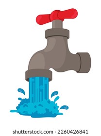 flowing water faucet icon isolated