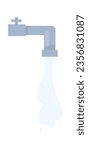 Flowing Water Faucet Vector Illustration