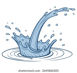 Flowing water splash isolated on white background, Vector illustration.