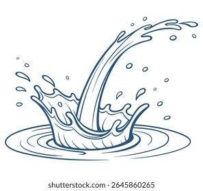 Flowing water splash isolated on white background, Vector illustration.