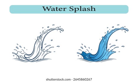 Flowing water splash isolated on white background, Vector illustration.
