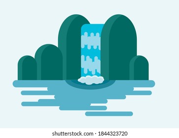 A flowing waterfall, beautiful scenery