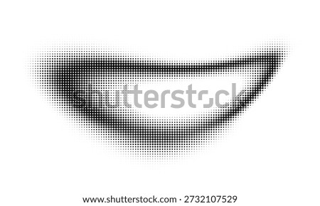 Flowing Wave Dot Halftone Vector Pattern: Curve Gradient Shape on Transparent Overlay Background. Suitable for AI, Tech, Network, Digital, Science, and Technology Themes.