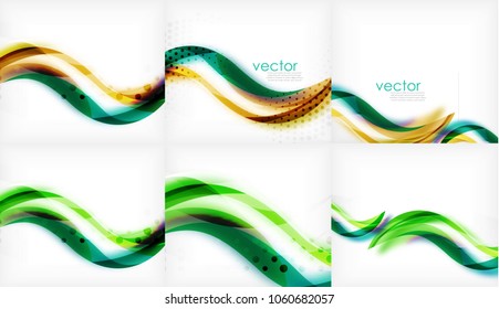 Flowing wave line pattern, abstract background. Mega collection, vector illustrations