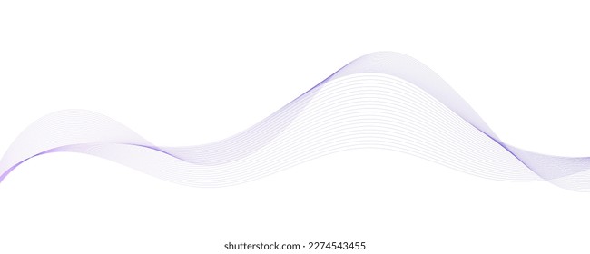 Flowing wave lines background. Abstract smooth curved stripes template. Blue purple fluid shape. Horizontal design element. Vector