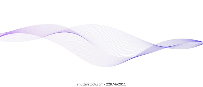 Flowing wave lines background. Abstract smooth curved stripes template. Blue purple fluid shape. Horizontal design element. Vector